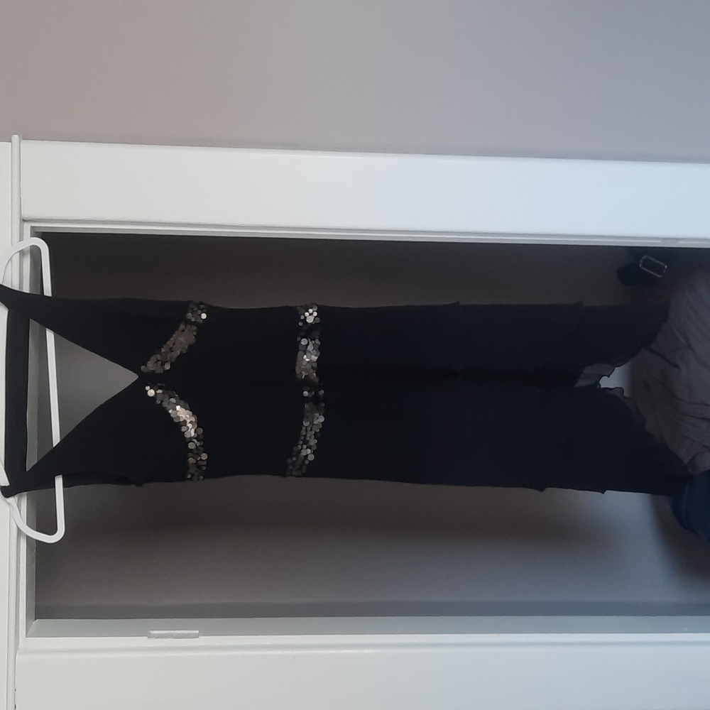 Bebe Black Silk Sequined Dress XS